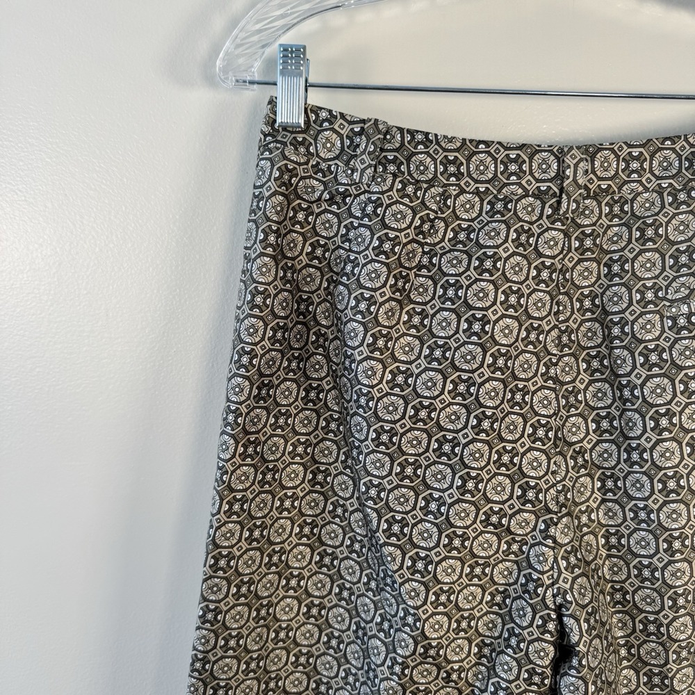 Liz Claiborne Tabitha Silk Pant Women's Sz 8 Khaki/Olive‎ Geometric Print - Picture 11 of 11